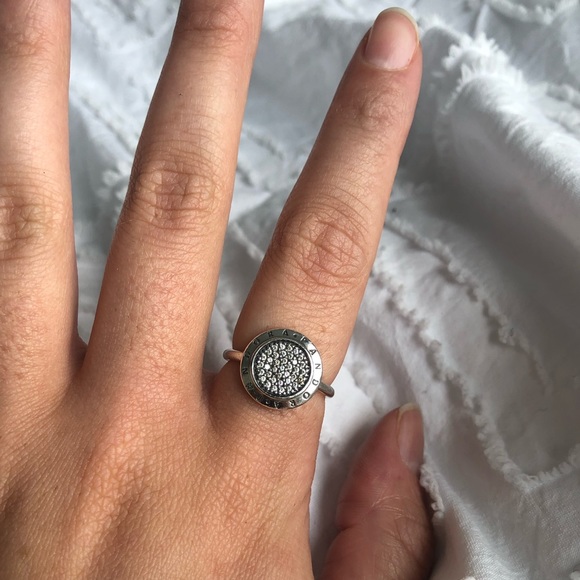Authentic Pandora Signature Pavé Logo Ring - Picture 2 of 11